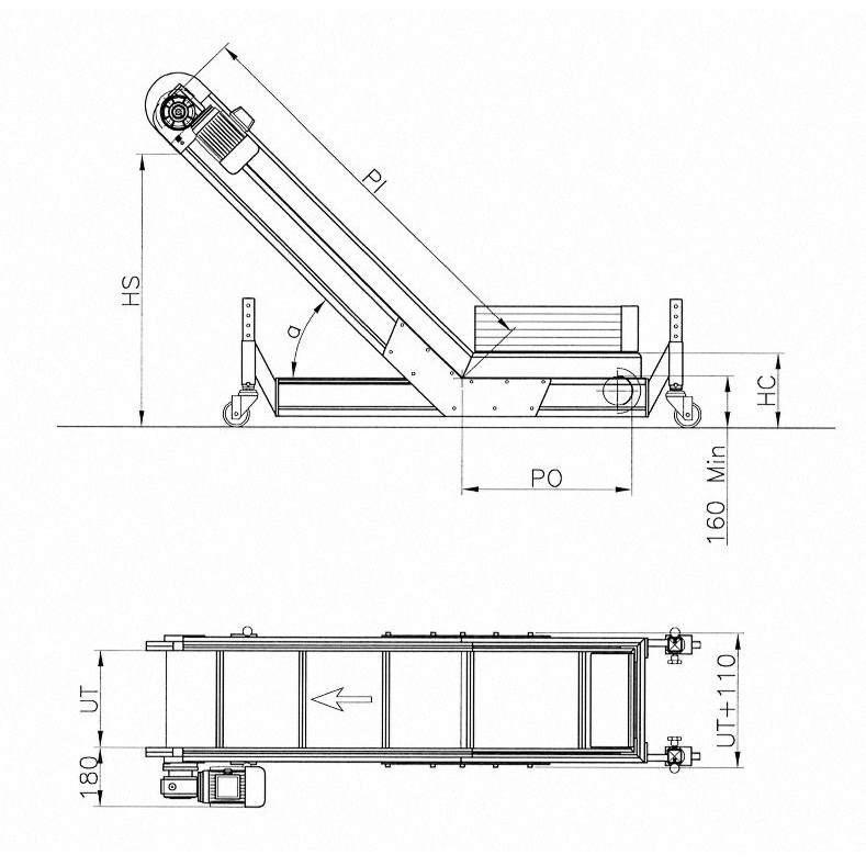 Inclined/Horizontal Conveyor with PP/PA Modular Plastic Belt